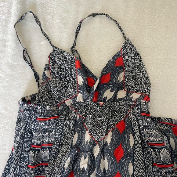 Gypsy 05 Silk Maxi Dress with Red and Black Geometric Design - Picture 3 of 8